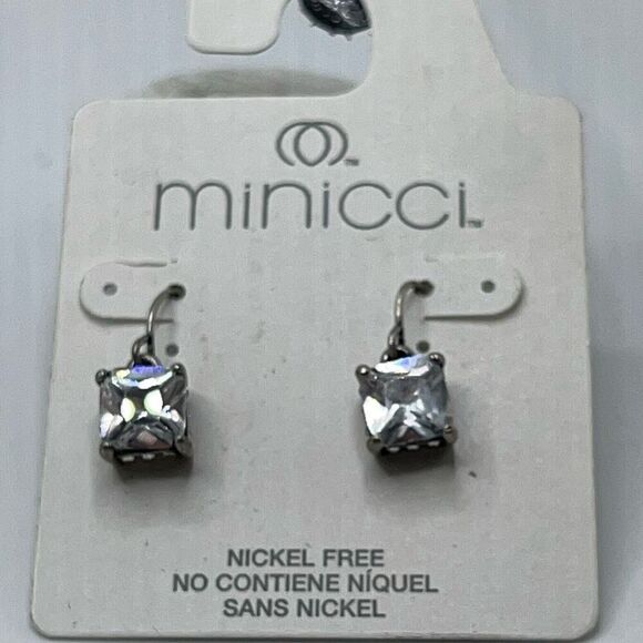 Minicci Silver Princess Cut Crystal Dangle Earrings Earrings $16ea / 3 for $25 - Picture 6 of 6